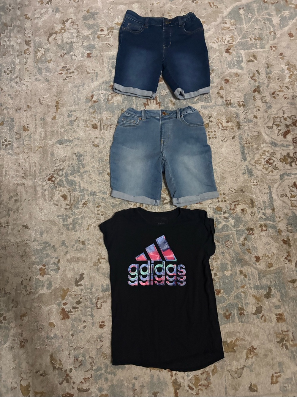 adidas Black Tee with Multicolor Logo